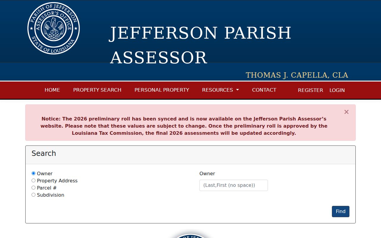 Metairie residents directory assessor parcel search