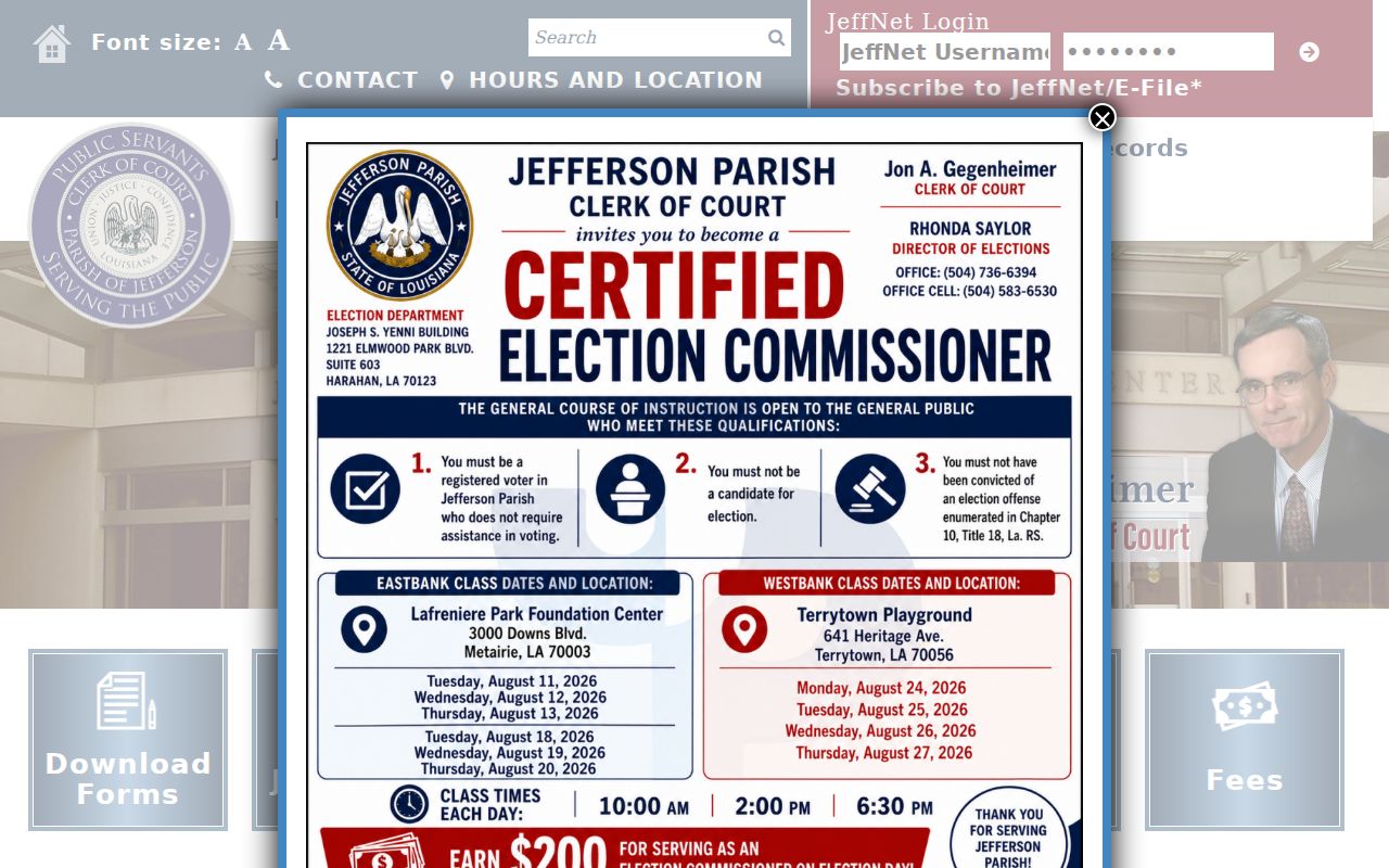 Metairie residents directory Jefferson Parish Clerk records