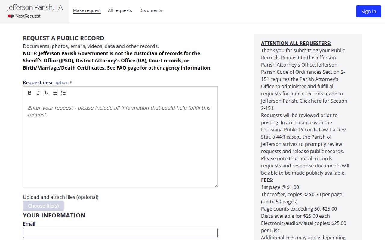 Metairie residents directory Jefferson Parish public records request