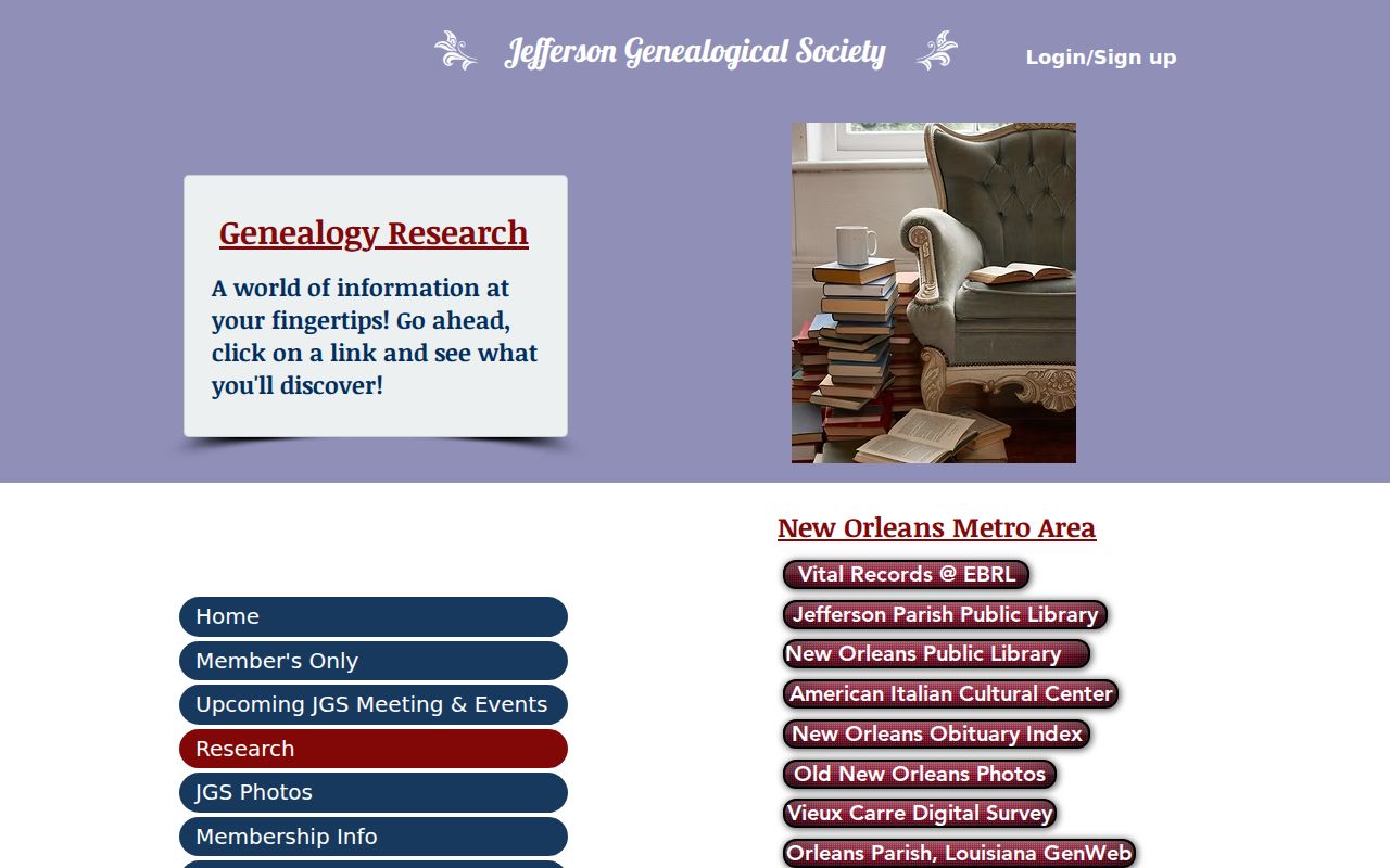 Jefferson Parish Genealogical Society research resources for former Metairie residents