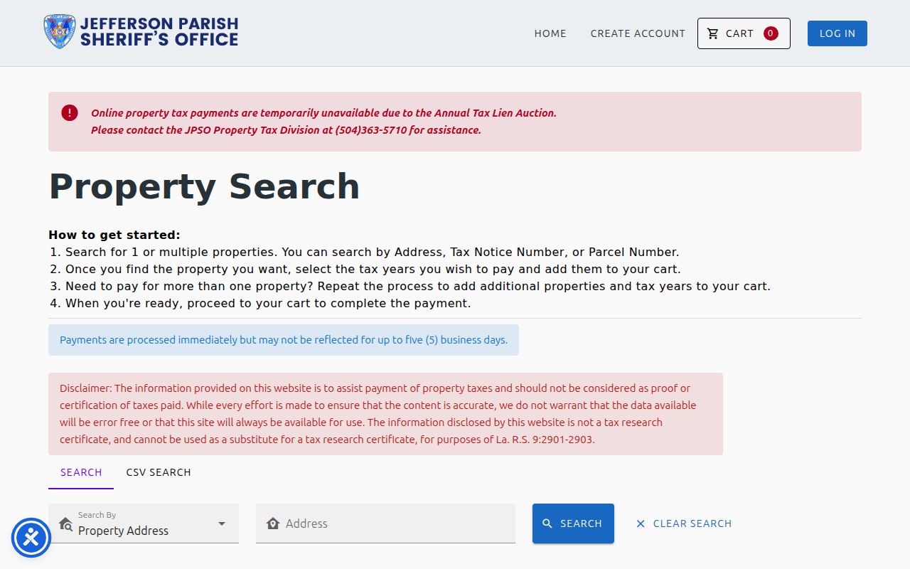 Metairie street directory Sheriff property tax search